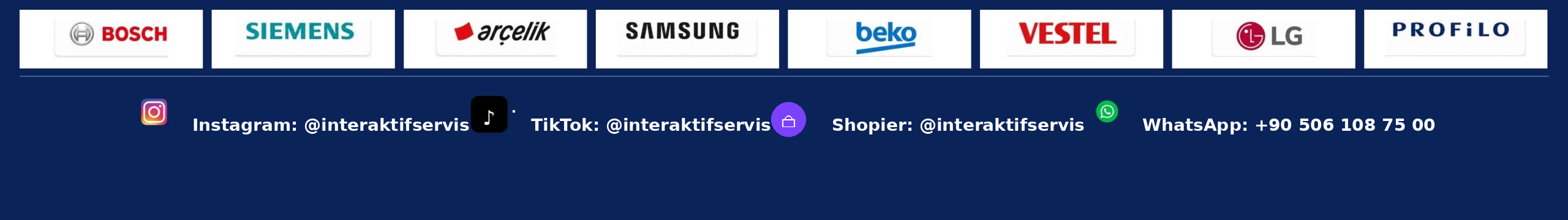 Interaktif Service marka logoları, Instagram, TikTok, Shopier ve WhatsApp iletişim bilgileri bannerı