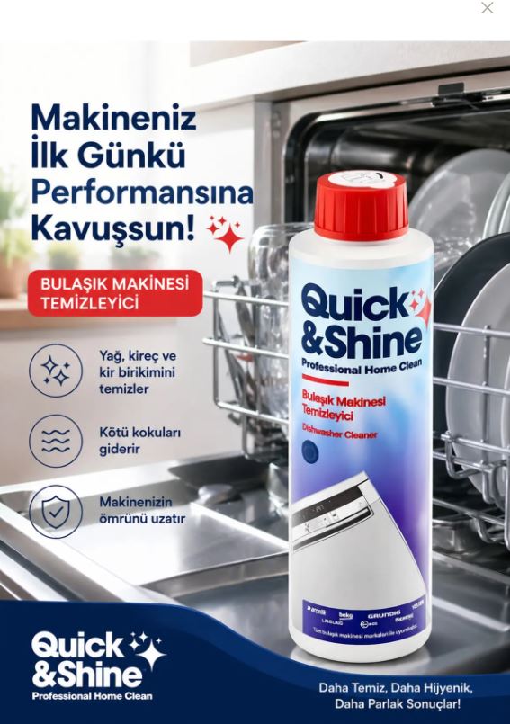 Quick&Shine Bulaşık Makinesi Temizleme Sıvısı 200 Ml.